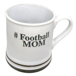 # Football Mom Ceramic Stoneware Coffee Tea Mug Cup White Brown Text & Accents